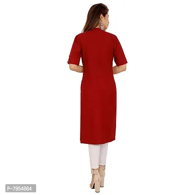 Golden Buta Women's Cotton Golden Button Straight Kurti(M207,L,Maroon)-thumb5