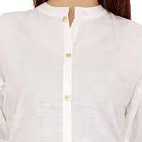 Golden Buta Women's Cotton Golden Button Straight Kurti(M214,L,White)-thumb4