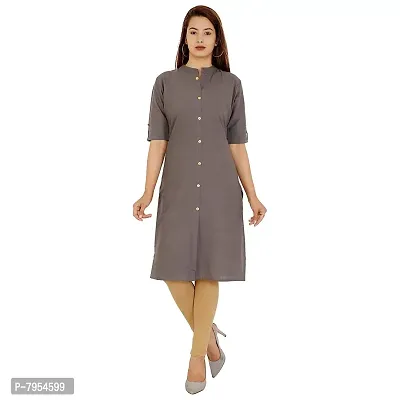 Golden Buta Women's Cotton Golden Button Straight Kurti(M215,XL,Darkgrey)