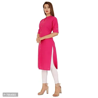 Golden Buta Women's Cotton Golden Button Straight Kurti(M210,XL,Pink)-thumb3