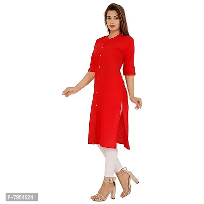 Golden Buta Women's Cotton Golden Button Straight Kurti(M208,XL,RED)-thumb3