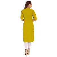 Golden Buta Women's Cotton Golden Button Straight Kurti(M201,L,Mehandi)-thumb3