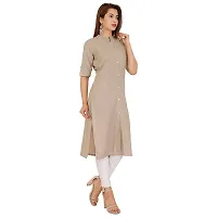 Golden Buta Women's Cotton Golden Button Straight Kurti(M212,L,LIGHTGREY)-thumb1