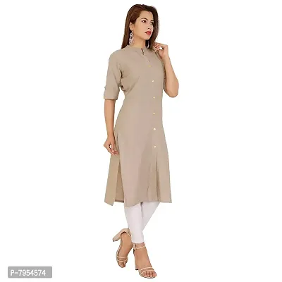 Golden Buta Women's Cotton Golden Button Straight Kurti(M212,L,LIGHTGREY)-thumb2