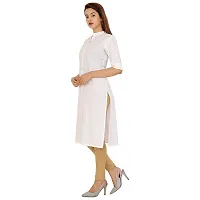 Golden Buta Women's Cotton Golden Button Straight Kurti(M214,L,White)-thumb1