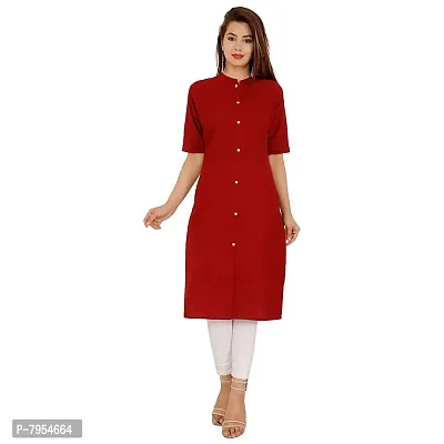 Golden Buta Women's Cotton Golden Button Straight Kurti(M207,L,Maroon)