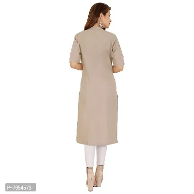 Golden Buta Women's Cotton Golden Button Straight Kurti(M212,XL,LIGHTGREY)-thumb4