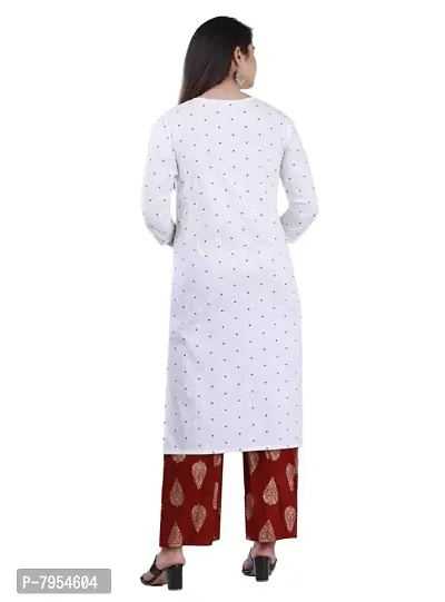 Women's Rayon Kurti  Palazzo with Dupatta Set (MC-POLKA-M_White_Medium)-thumb2