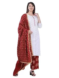 Women's Rayon Kurti  Palazzo with Dupatta Set (MC-POLKA-M_White_Medium)-thumb4