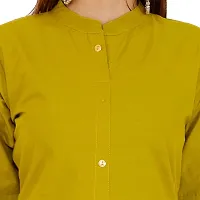 Golden Buta Women's Cotton Golden Button Straight Kurti(M201,L,Mehandi)-thumb4