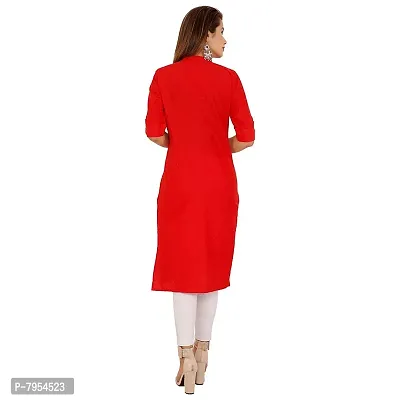 Golden Buta Women's Cotton Golden Button Straight Kurti(M208,XXL,RED)-thumb5