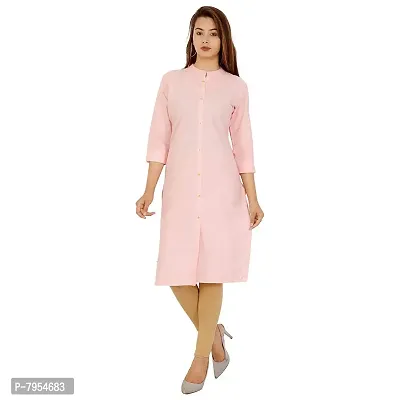 Golden Buta Women's Cotton Golden Button Straight Kurti(M203,XL,BABYPINK)