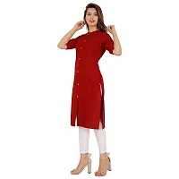 Golden Buta Women's Cotton Golden Button Straight Kurti(M207,XL,Maroon)-thumb2