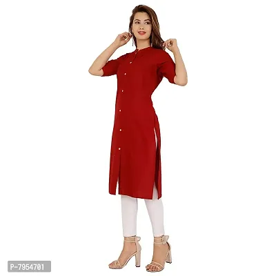 Golden Buta Women's Cotton Golden Button Straight Kurti(M207,XL,Maroon)-thumb3