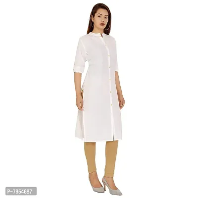 Golden Buta Women's Cotton Golden Button Straight Kurti(M214,L,White)-thumb3