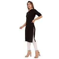 Golden Buta Women's Cotton Golden Button Straight Kurti(M213,XL,Black)-thumb1