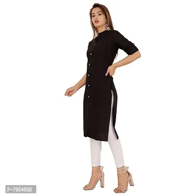 Golden Buta Women's Cotton Golden Button Straight Kurti(M213,XL,Black)-thumb2