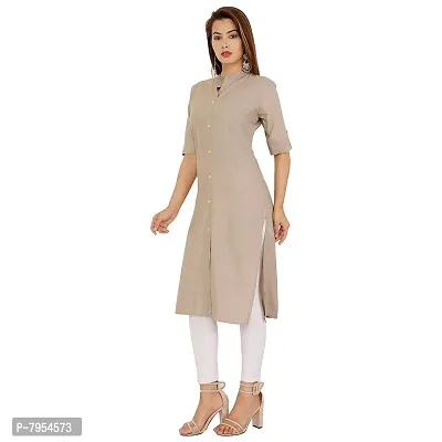 Golden Buta Women's Cotton Golden Button Straight Kurti(M212,XL,LIGHTGREY)-thumb3