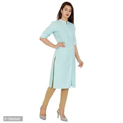 Golden Buta Women's Cotton Golden Button Straight Kurti(M204,XXL,SkyBlue)-thumb2