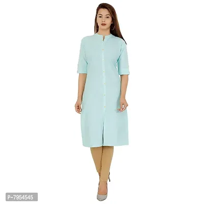 Golden Buta Women's Cotton Golden Button Straight Kurti(M204,XXL,SkyBlue)