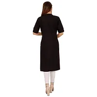 Golden Buta Women's Cotton Golden Button Straight Kurti(M213,M,Black)-thumb3