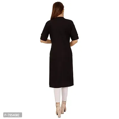 Golden Buta Women's Cotton Golden Button Straight Kurti(M213,M,Black)-thumb4