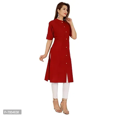 Golden Buta Women's Cotton Golden Button Straight Kurti(M207,XXL,Maroon)-thumb2