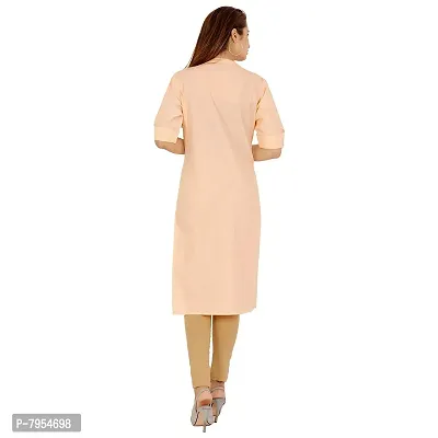 Golden Buta Women's Cotton Golden Button Straight Kurti(M206,M,Peach)-thumb4