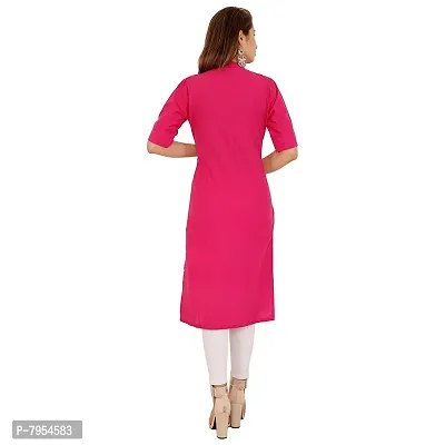 Golden Buta Women's Cotton Golden Button Straight Kurti(M210,XL,Pink)-thumb4