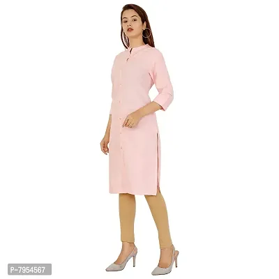 Golden Buta Women's Cotton Golden Button Straight Kurti(M203,M,BABYPINK)-thumb2