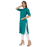 Golden Buta Women's Cotton Golden Button Straight Kurti(M202,XL,Turquiose)-thumb1