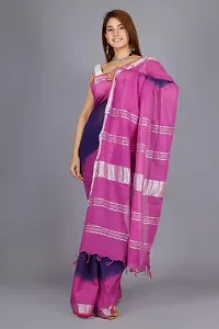 Linen Blend Tie & Dye Multicolor Saree with Blouse Pcs (Purple_Blue, Linen)-thumb4