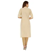 Golden Buta Women's Cotton Golden Button Straight Kurti(M205,L,Beige)-thumb3