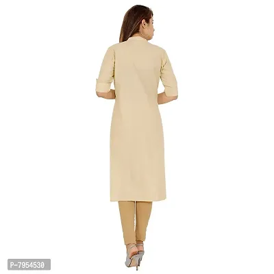 Golden Buta Women's Cotton Golden Button Straight Kurti(M205,L,Beige)-thumb4