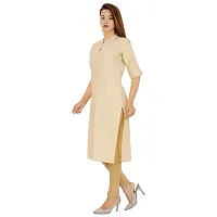 Golden Buta Women's Cotton Golden Button Straight Kurti(M205,XL,Beige)-thumb2