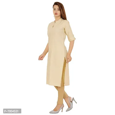 Golden Buta Women's Cotton Golden Button Straight Kurti(M205,XL,Beige)-thumb3