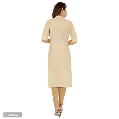 Golden Buta Women's Cotton Golden Button Straight Kurti(M205,XXL,Beige)-thumb4