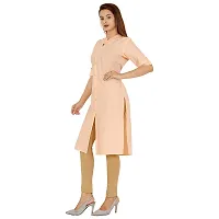 Golden Buta Women's Cotton Golden Button Straight Kurti(M206,L,Peach)-thumb2