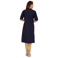 Golden Buta Women's Cotton Golden Button Straight Kurti(M211,M,NAVYBLUE)-thumb3