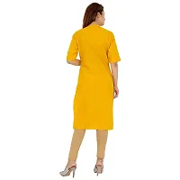 Golden Buta Women's Cotton Golden Button Straight Kurti(M209,L,MUSTURD)-thumb3