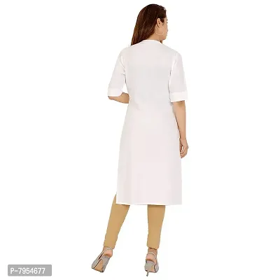 Golden Buta Women's Cotton Golden Button Straight Kurti(M214,M,White)-thumb4