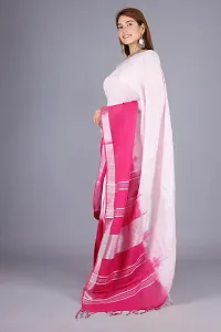 Linen Blend Tie & Dye Multicolor Saree with Blouse Pcs (BabyPink_Magenta, Linen)-thumb1