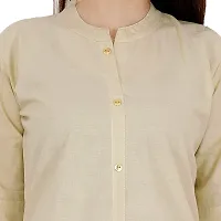 Golden Buta Women's Cotton Golden Button Straight Kurti(M205,L,Beige)-thumb4