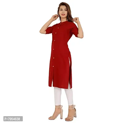 Golden Buta Women's Cotton Golden Button Straight Kurti(M207,XXL,Maroon)-thumb3