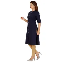 Golden Buta Women's Cotton Golden Button Straight Kurti(M211,M,NAVYBLUE)-thumb2