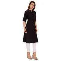 Golden Buta Women's Cotton Golden Button Straight Kurti(M213,L,Black)-thumb2