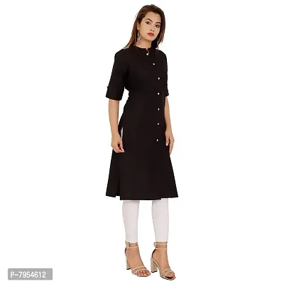 Golden Buta Women's Cotton Golden Button Straight Kurti(M213,L,Black)-thumb3