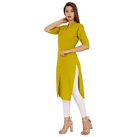 Golden Buta Women's Cotton Golden Button Straight Kurti(M201,XL,Mehandi)-thumb1