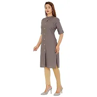 Golden Buta Women's Cotton Golden Button Straight Kurti(M215,L,Darkgrey)-thumb1