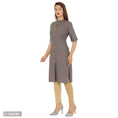 Golden Buta Women's Cotton Golden Button Straight Kurti(M215,L,Darkgrey)-thumb2